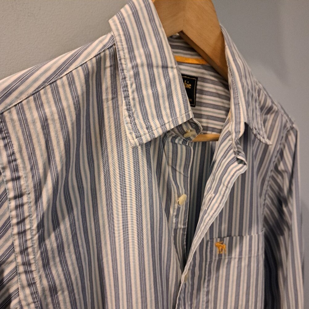 Abercrombie & Fitch Men's Small Long Sleeve Button Down Striped Shirt - Picture 4 of 11